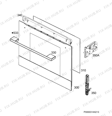 Взрыв-схема плиты (духовки) Electrolux EEA3440BOK - Схема узла Door